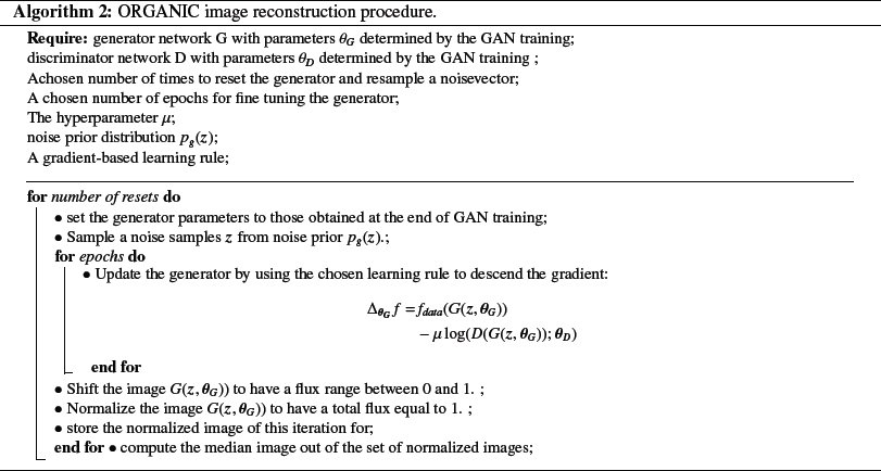 Neural Network Based Image Reconstruction With Astrophysical Priors